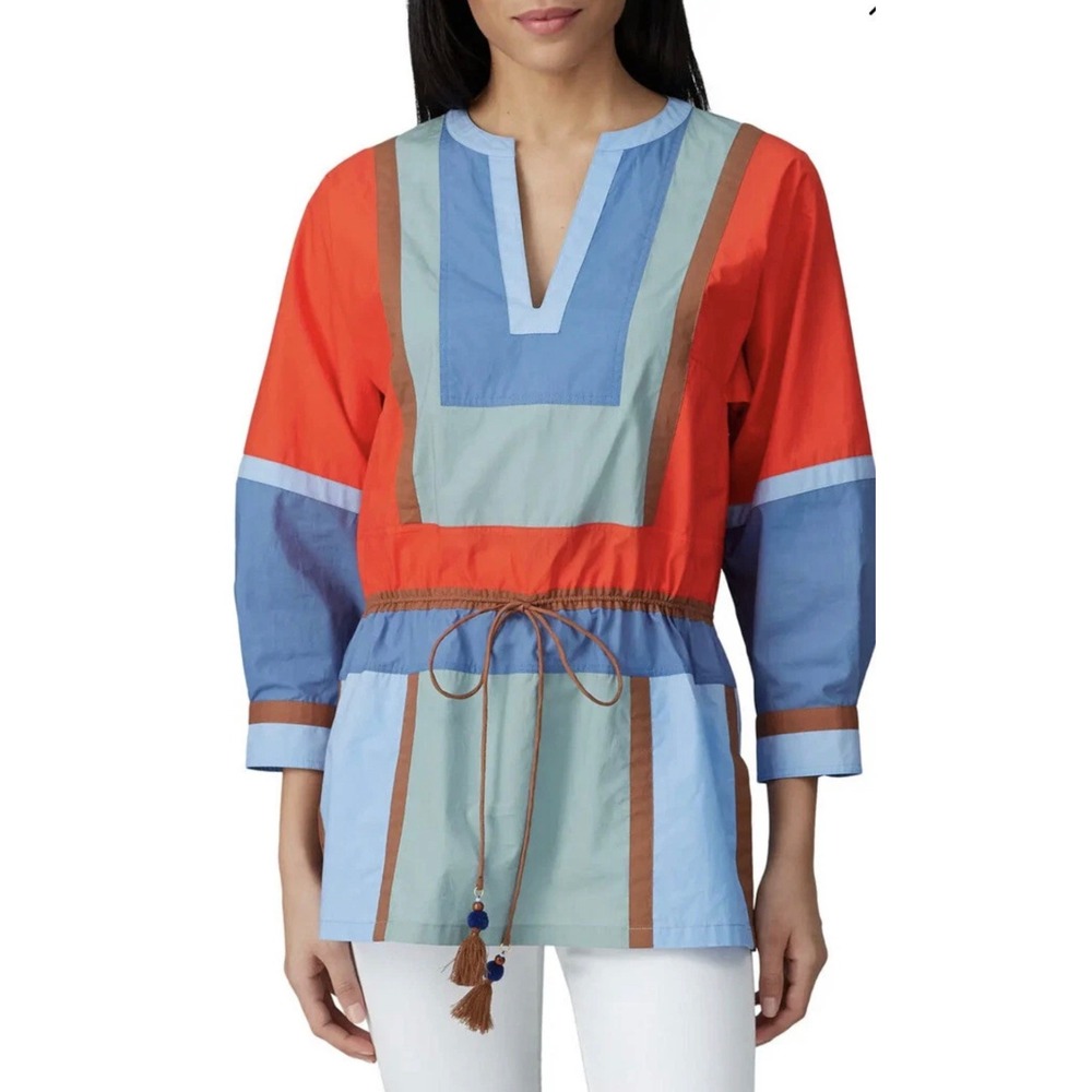 Tory‎ Burch Color-Block Poplin Tunic Top Womens Size 2
